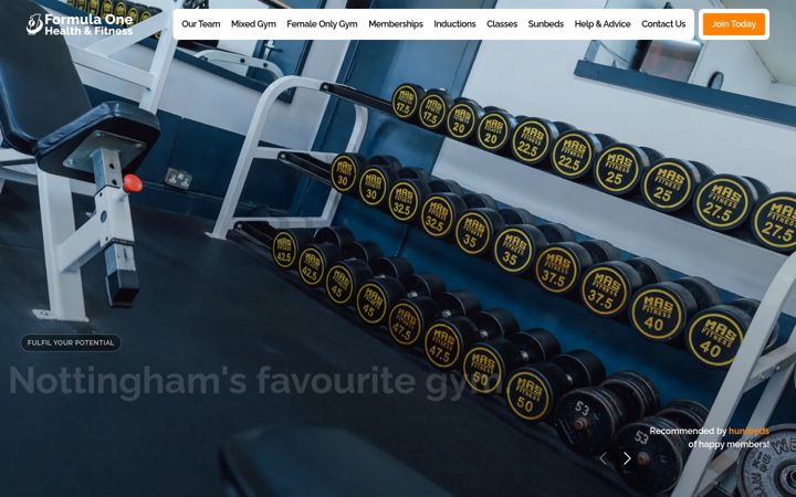 Snímek obrazovky formulaonegym.co.uk