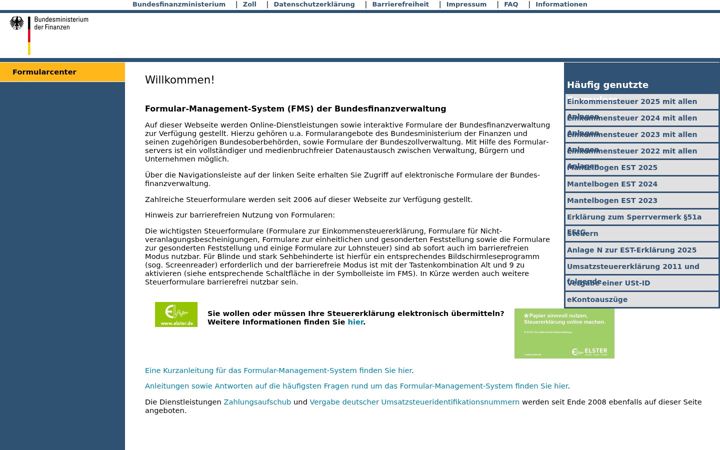 Screenshot of formulare-bfinv.de