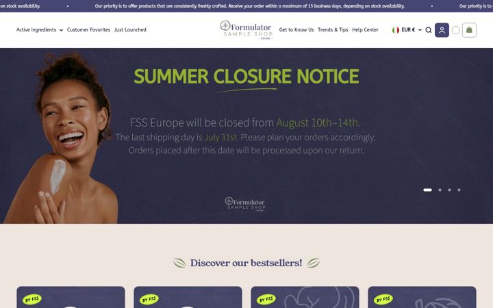 Screenshot of formulatorsampleshop.eu