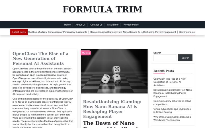 Screenshot of formulatrim.com
