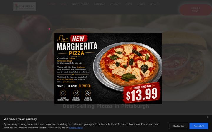 Screenshot of fornellopizzeria.com
