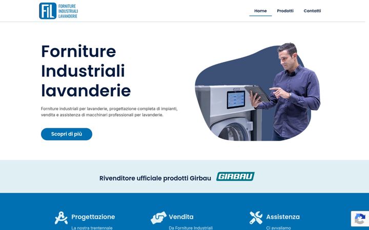 Screenshot stránky fornitureimpiantilavanderie.it