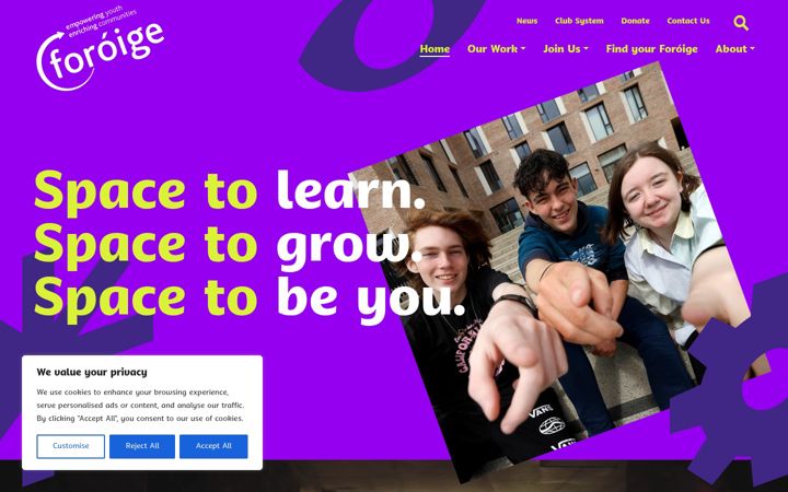 Screenshot of foroige.ie