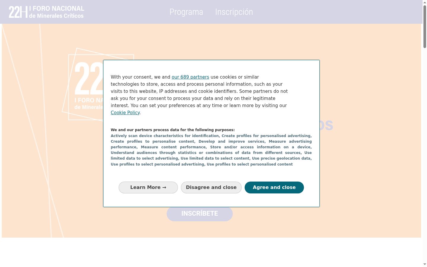Screenshot of the consent banner shown before any interaction