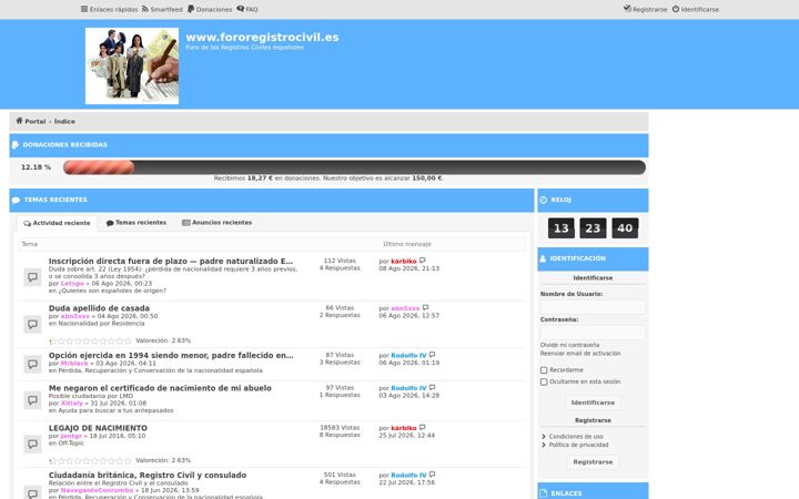 Screenshot of fororegistrocivil.es