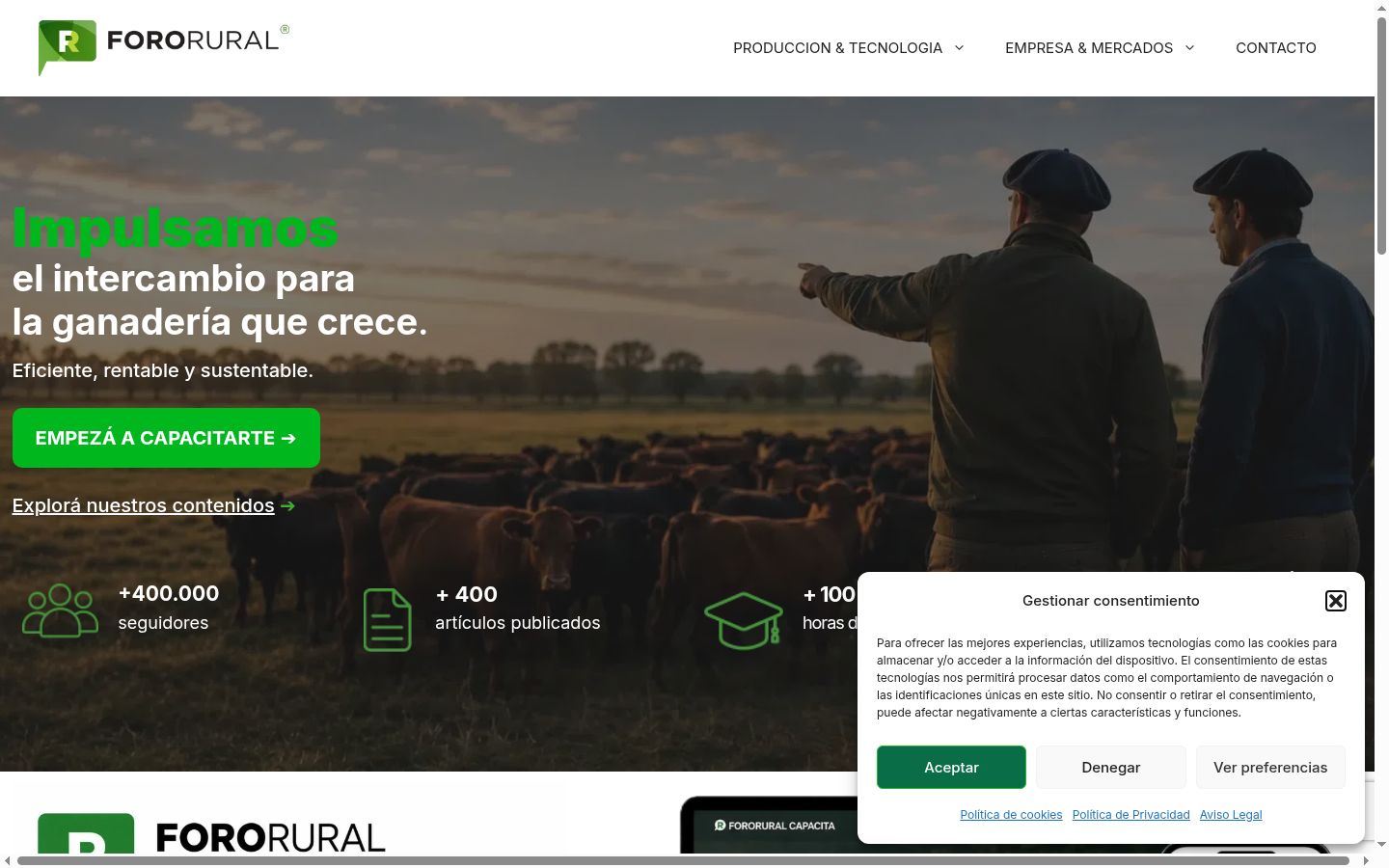 Captura de ecrã do banner de consentimento apresentado antes de qualquer interação