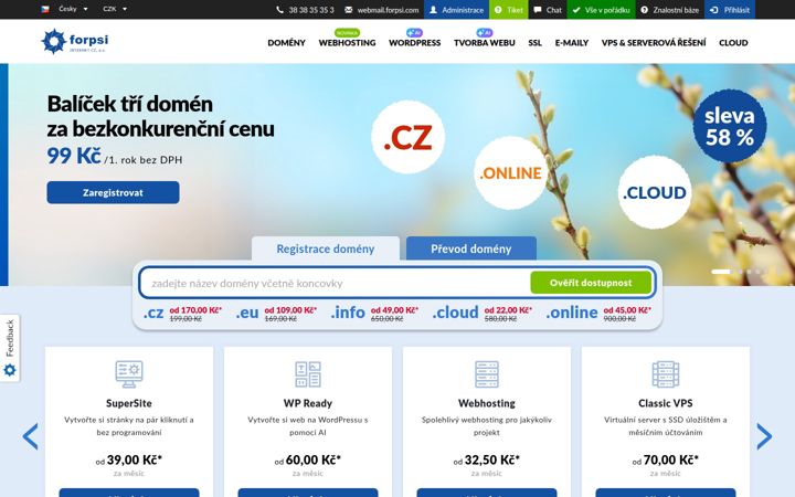 Screenshot of forpsi.com