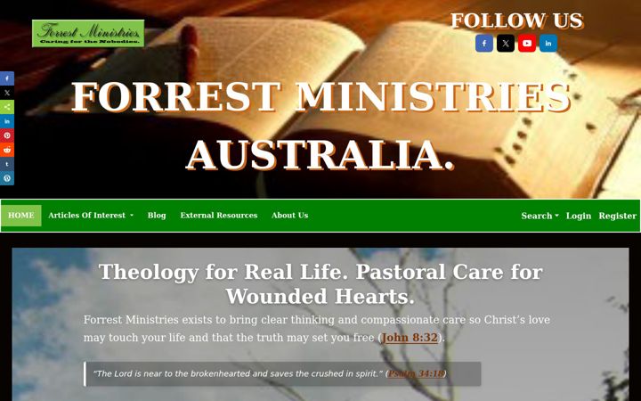 Snímek obrazovky forrestministries.au