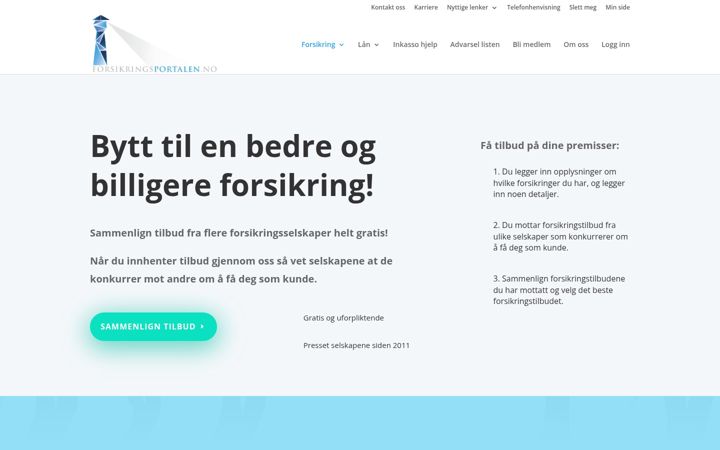Screenshot of forsikringsportalen.no