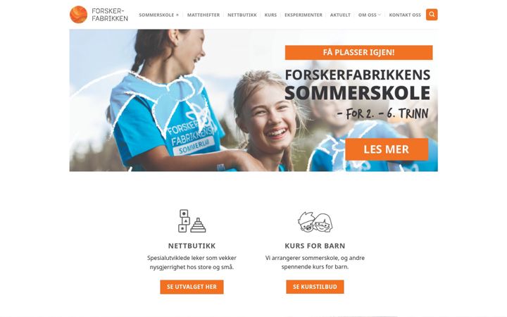 Screenshot of forskerfabrikken.no