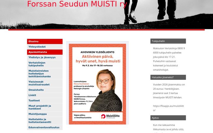 Screenshot of forssanseudunmuisti.fi