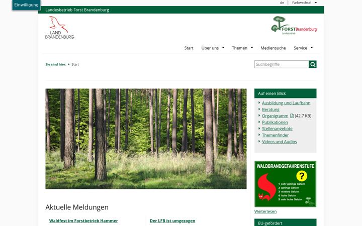 Screenshot ta' forst.brandenburg.de
