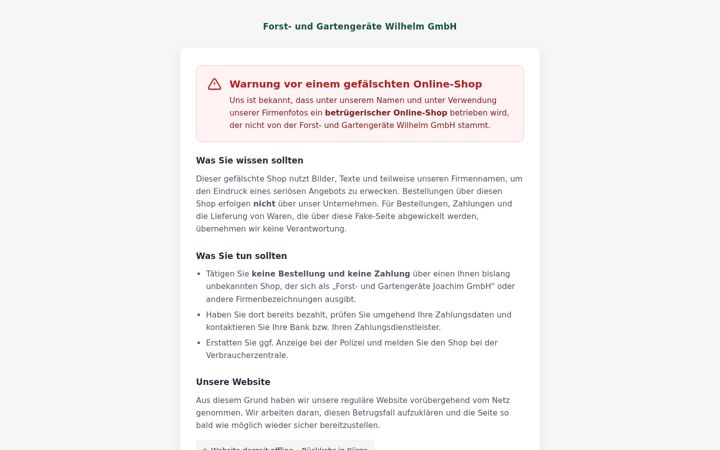 Screenshot of forstgeraete-wilhelm.de