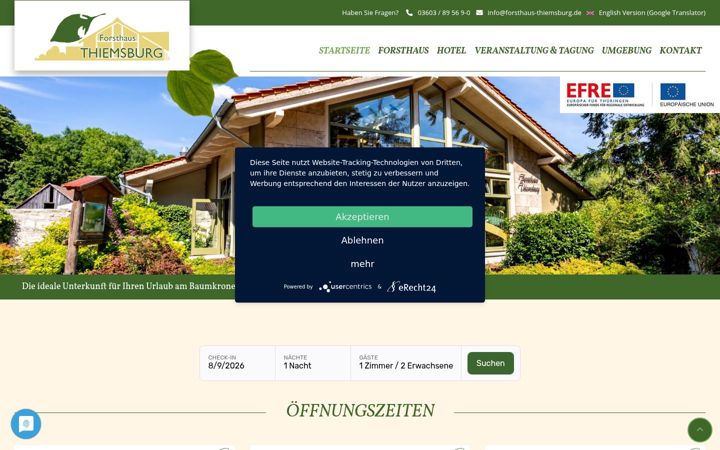 Screenshot ta' forsthaus-thiemsburg.de