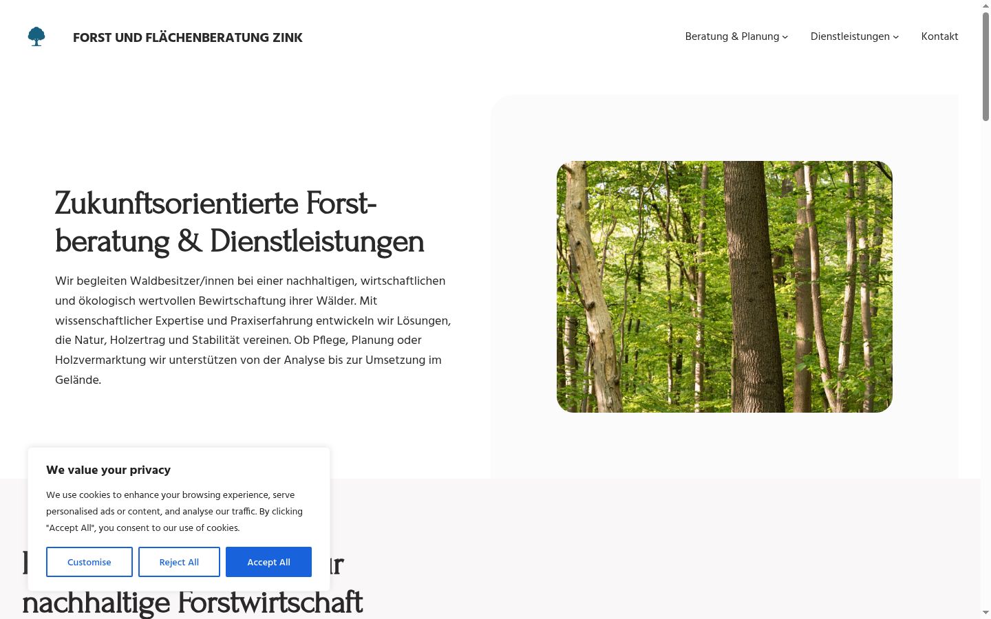 Screenshot des Einwilligungsbanners vor jeglicher Interaktion