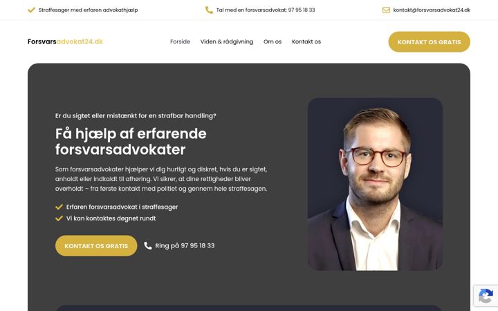 Screenshot of forsvarsadvokat24.dk