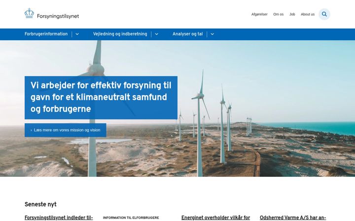 Screenshot of forsyningstilsynet.dk