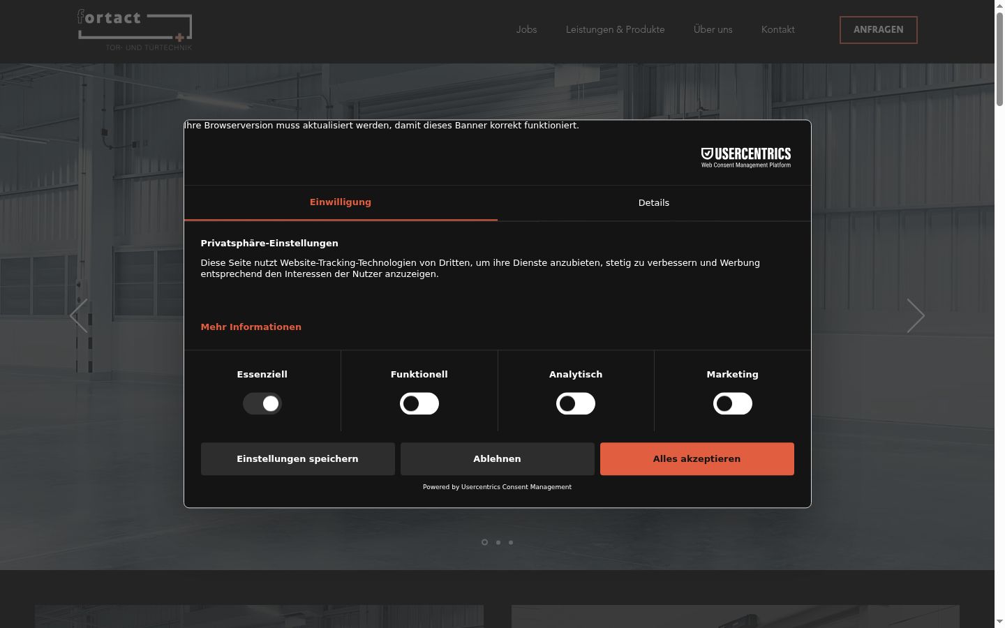 Screenshot tal-banner tal-kunsens muri qabel kwalunkwe interazzjoni