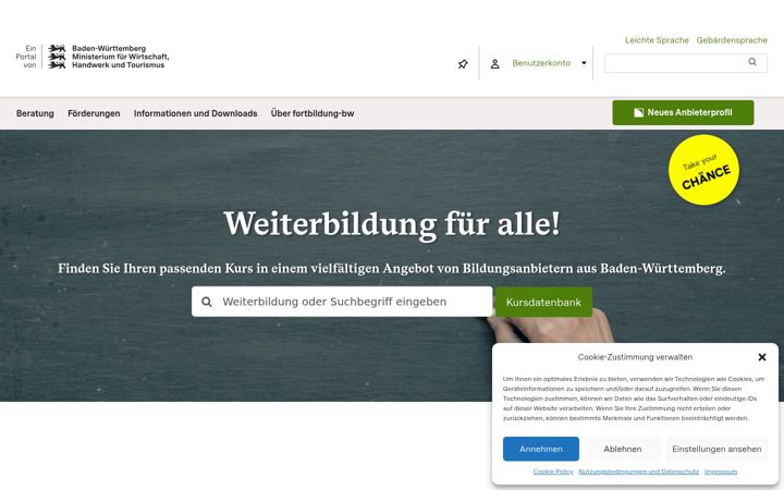 Screenshot ta' fortbildung-bw.de