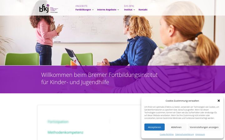 Screenshot ta' fortbildung-jugendhilfe.de