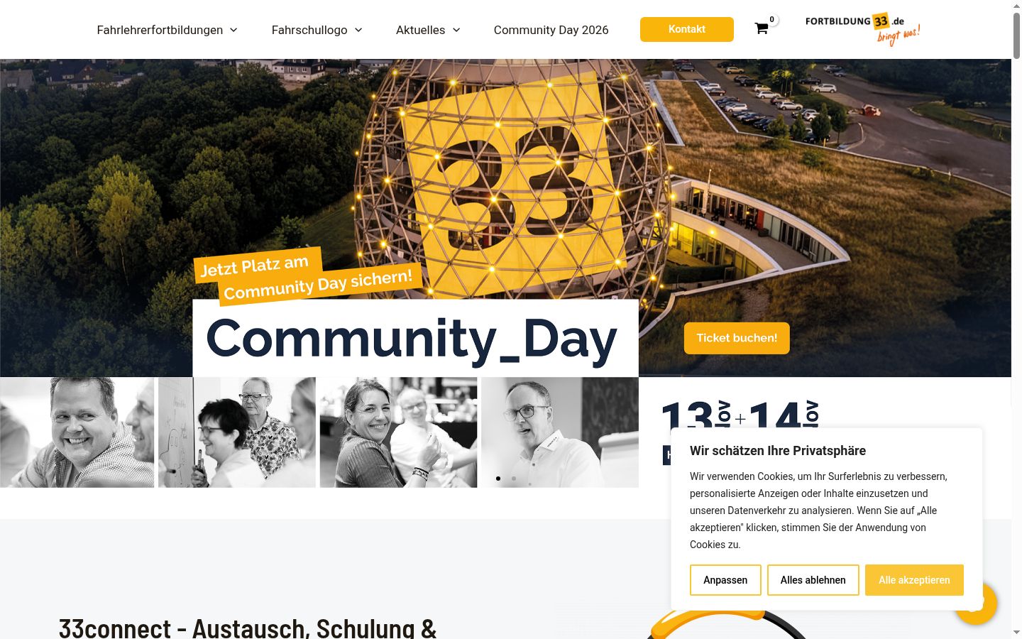 Screenshot des Einwilligungsbanners vor jeglicher Interaktion