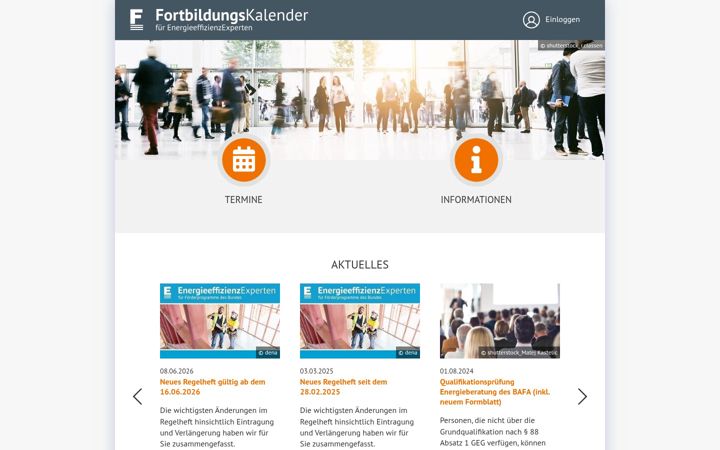 Screenshot of fortbildungskalender.de