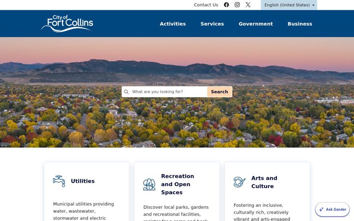 Screenshot of fortcollins.gov