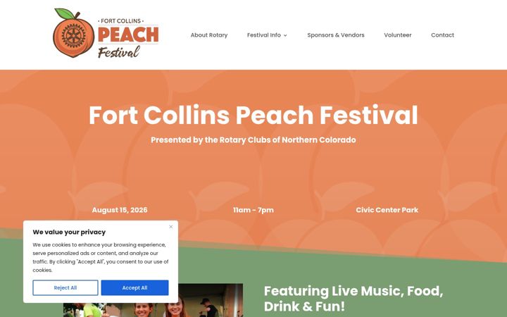 Screenshot of fortcollinspeachfestival.com