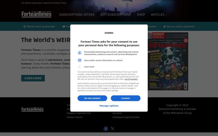 Capture d'écran de forteantimes.com