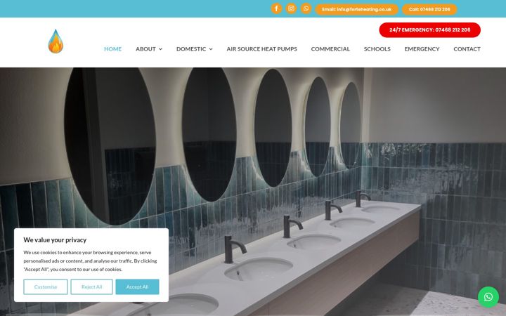 Screenshot of forteheating.co.uk