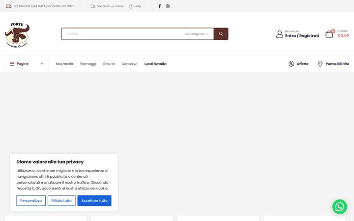 Screenshot stránky forteprodotticaseari.it