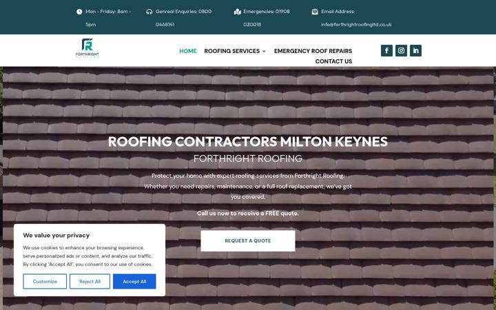 Screenshot of forthrightroofingltd.co.uk