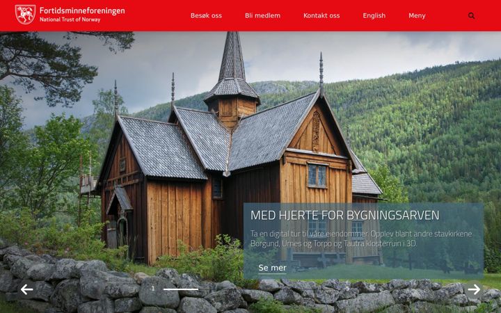 Screenshot of fortidsminneforeningen.no