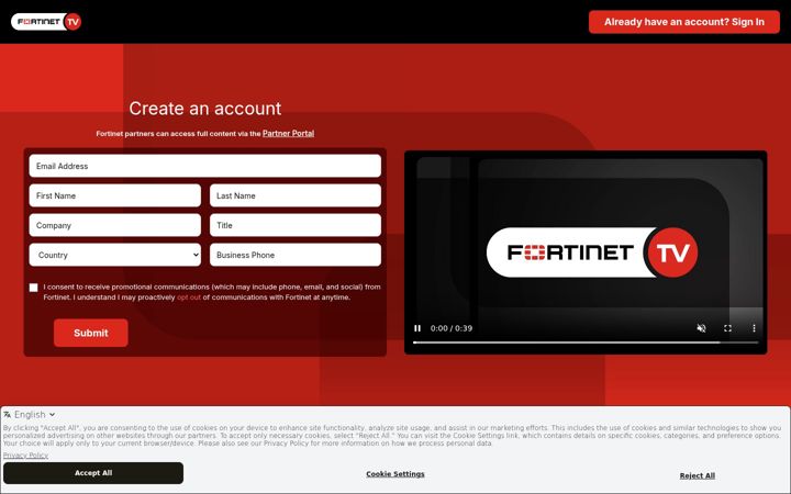 Screenshot of fortinet-tv.com