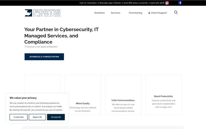 Screenshot of fortis-cyber.com