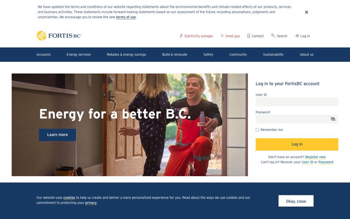 Screenshot of fortisbc.com