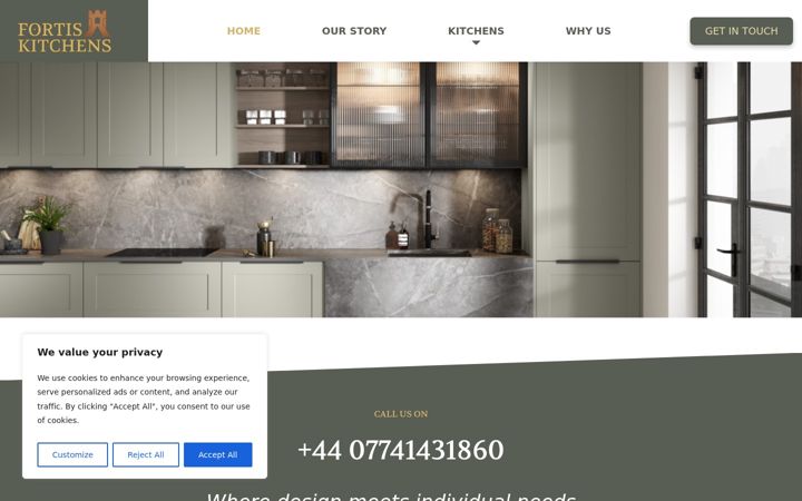 Screenshot of fortiskitchens.co.uk