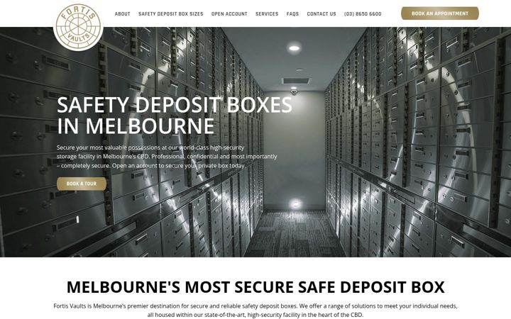 Snímek obrazovky fortisvaults.com.au