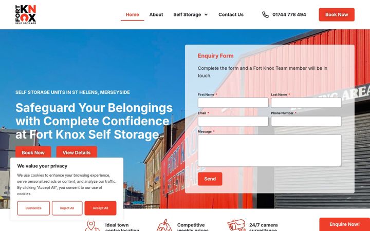 Screenshot of fortknoxselfstorage.co.uk