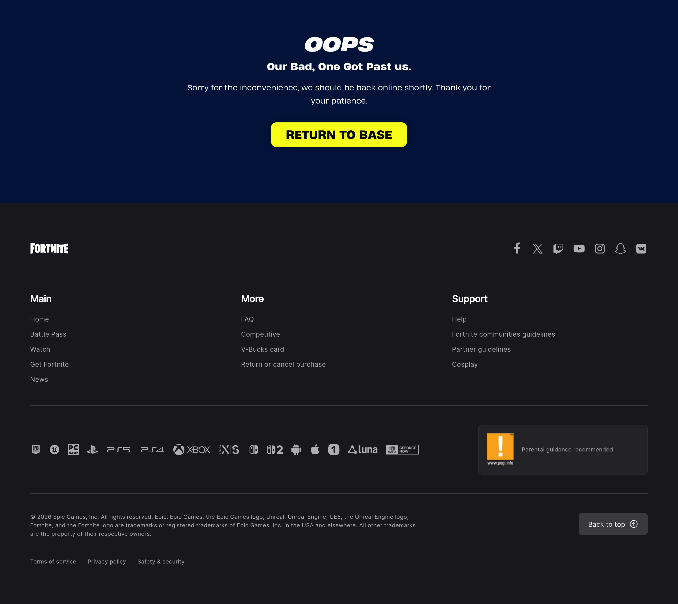 Screenshot of fortnite.com