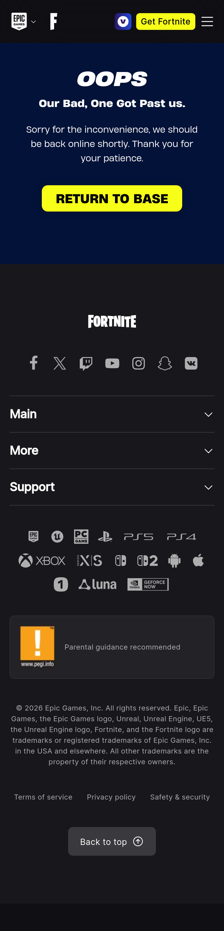Mobile screenshot of fortnite.com