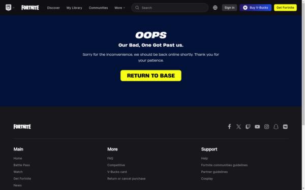 Screenshot of fortnite.com