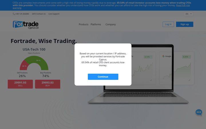 Screenshot of fortrade.com