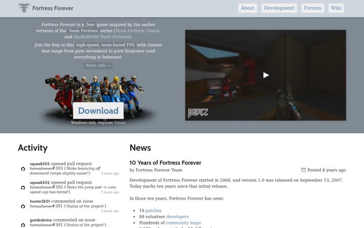 Screenshot of fortress-forever.com