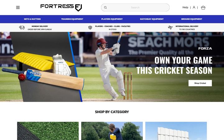 Screenshot ta' fortresscricket.co.uk