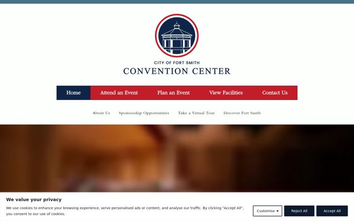 Screenshot of fortsmithconventioncenter.org