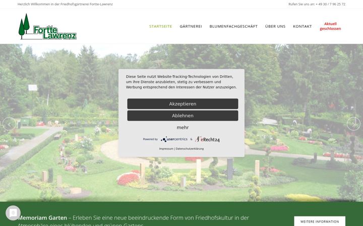 Kuvakaappaus sivustosta fortte-lawrenz.de
