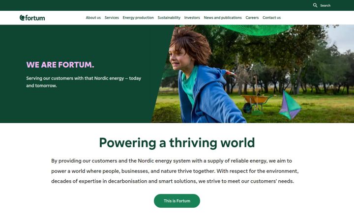 Captura de ecrã de fortum.com