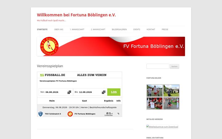 Kuvakaappaus sivustosta fortuna-boeblingen.de
