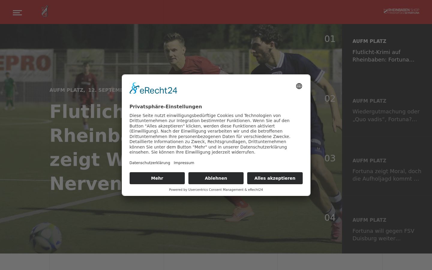 Screenshot del banner di consenso mostrato prima di qualsiasi interazione